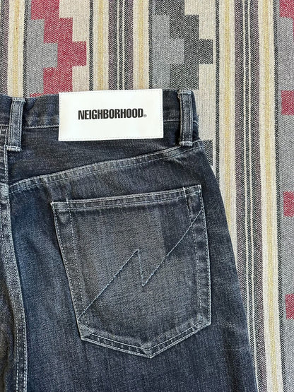 neighborhood washed denim vintage pants black