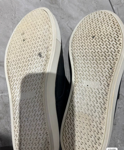 Hermes Men's Black Leather Shoes Size 41.5