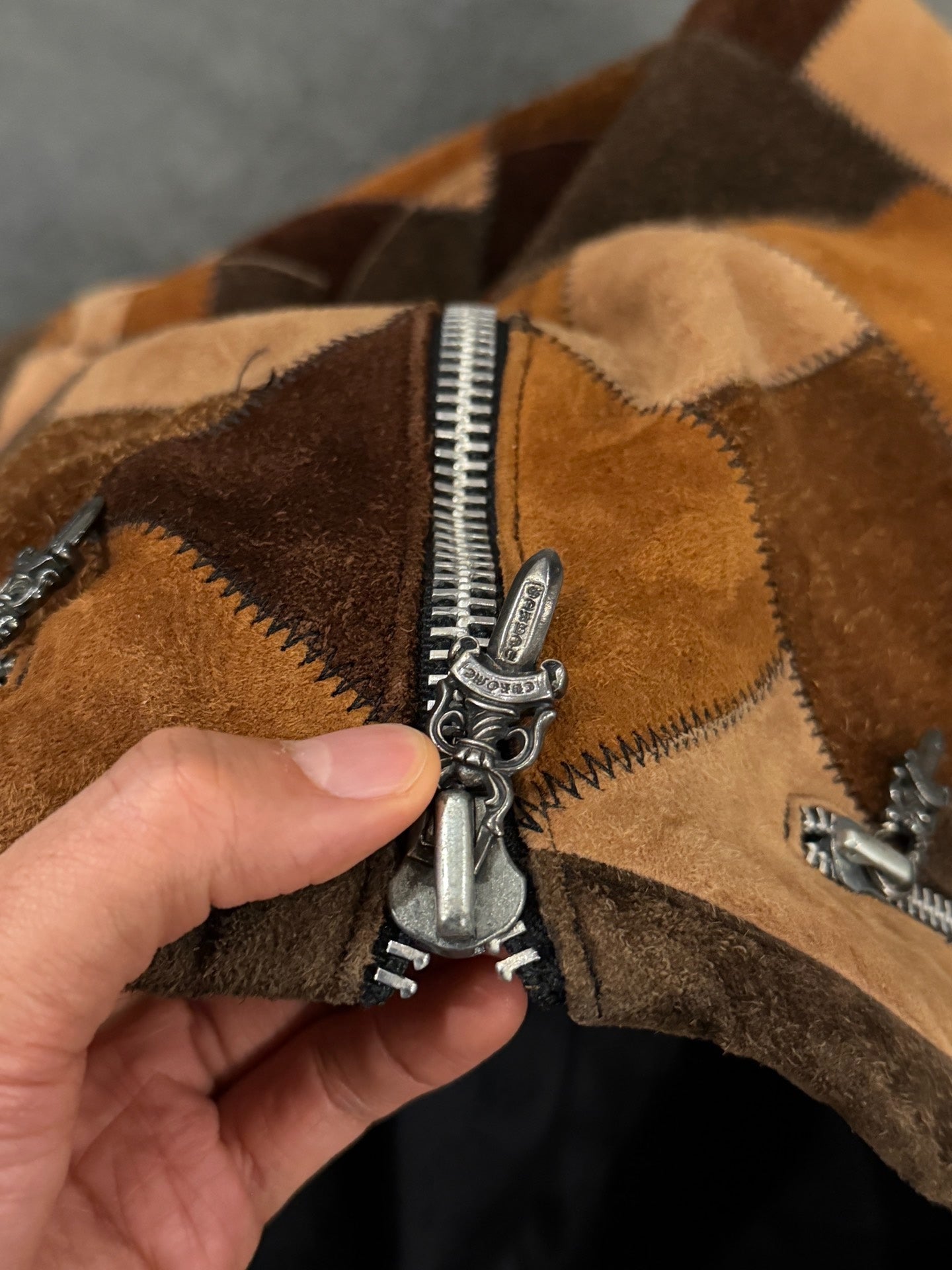 Chrome Hearts Brown Flame Leather Pants