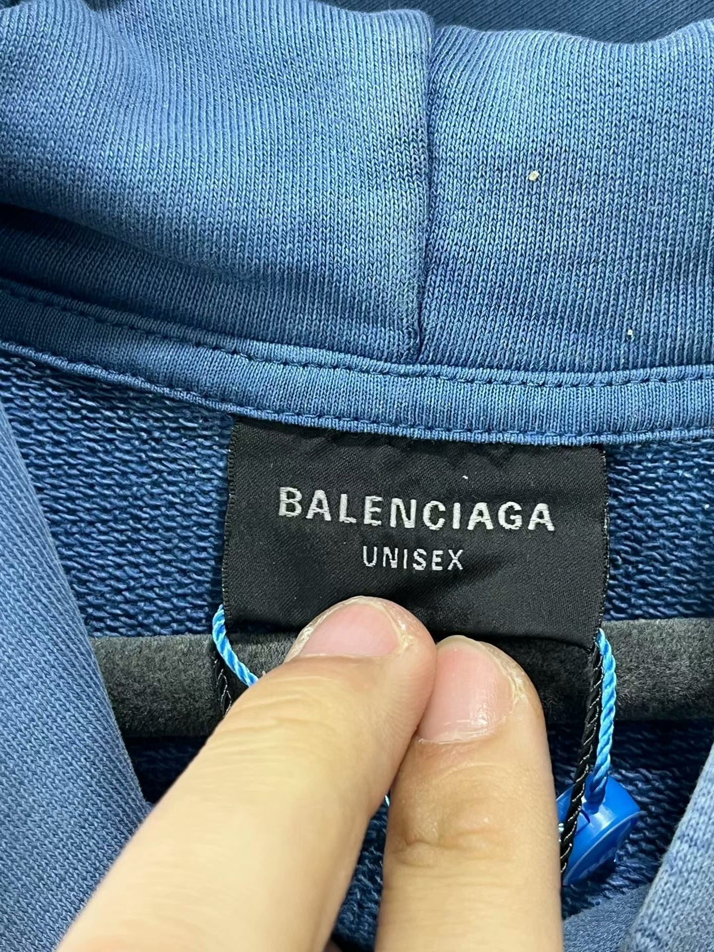 balenciaga blue hoodie with logo print