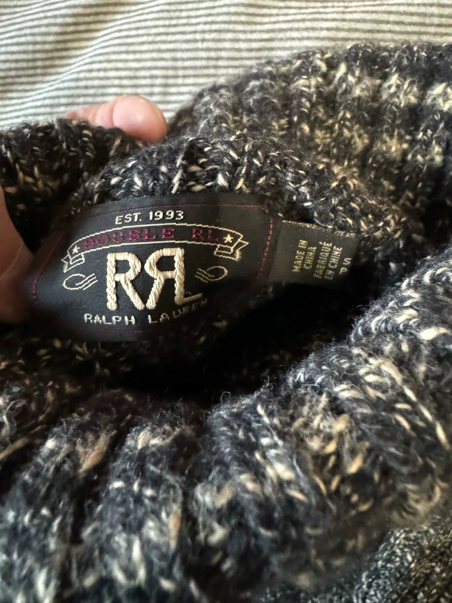 stylish high-neck knit sweater from RRL