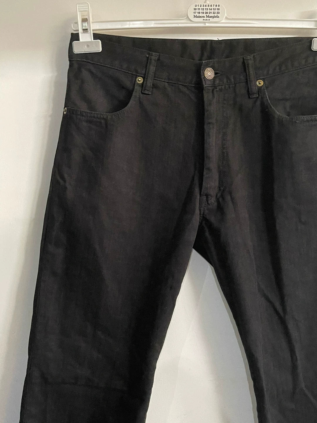 black denim pants with pocket detail