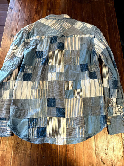 RRL JJ Lin Patchwork Stripe Shirt