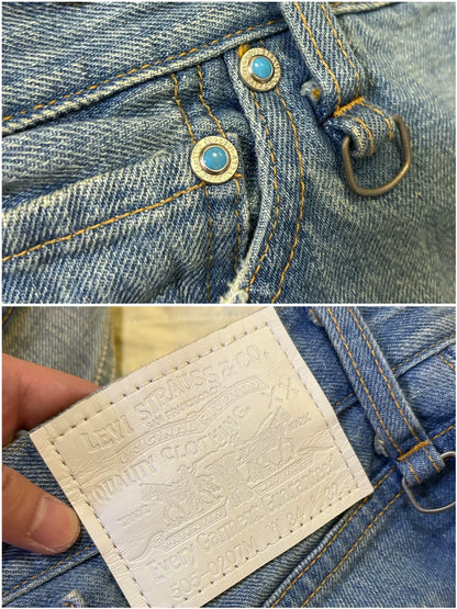 levis fenom turquoise distressed denim pants