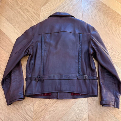 Vintage Red Suede Motorcycle Jacket