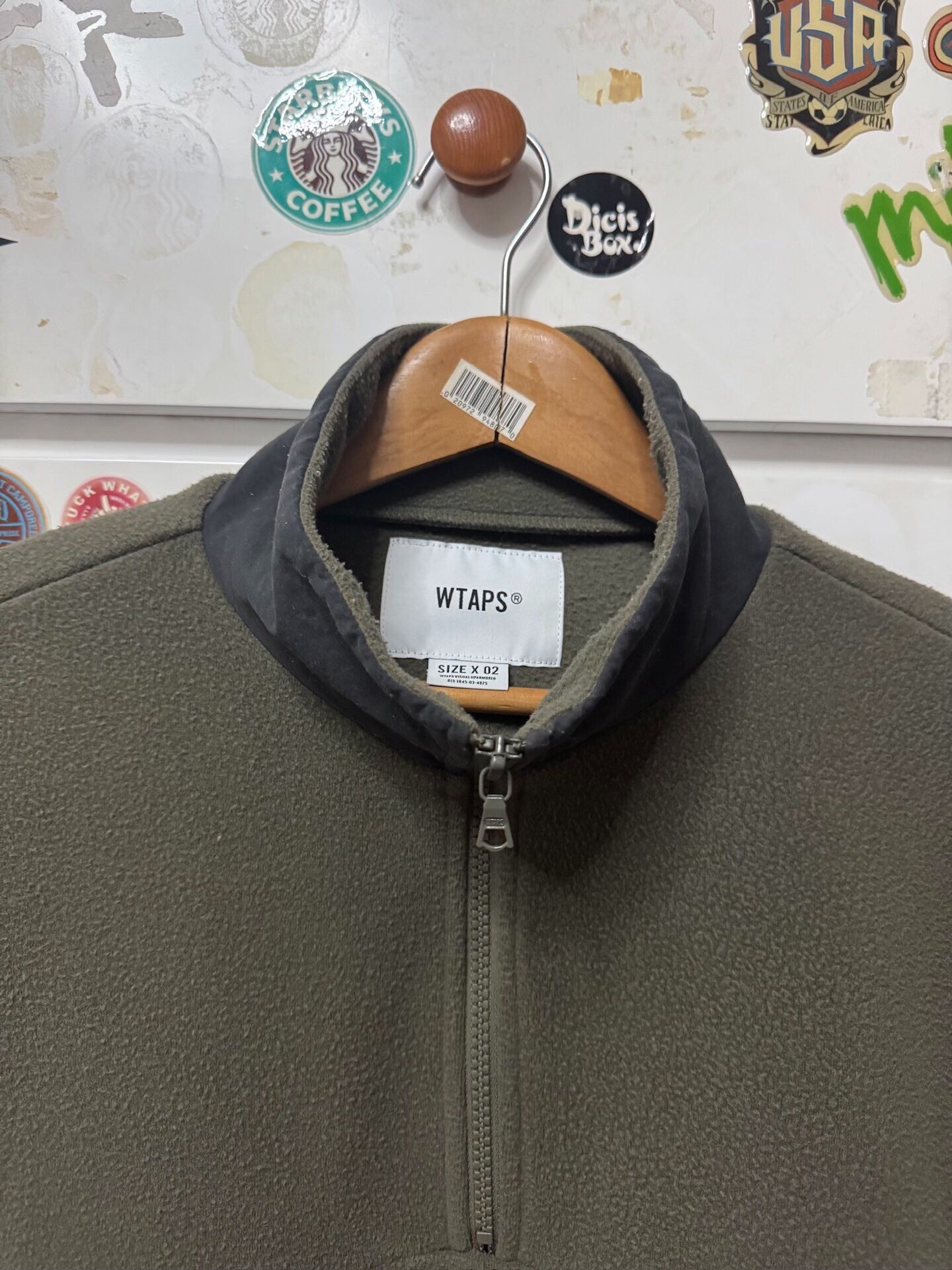 wtaps embroidered fleece pullover jacket