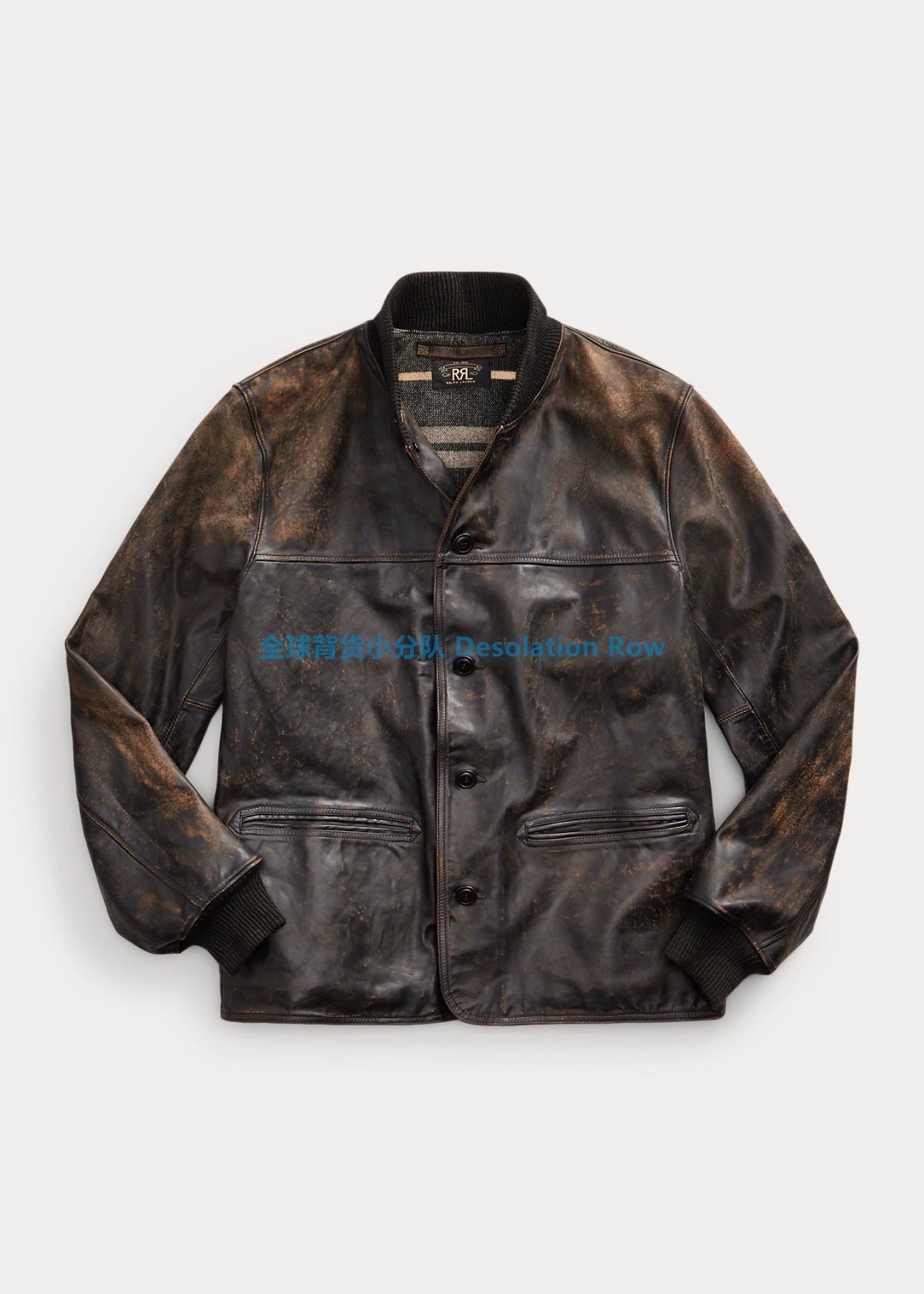 vintage rrl leather baseball jacket