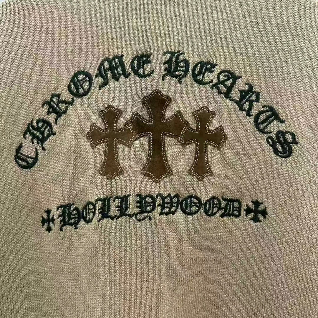 chrome hearts cross knit cardigan in beige