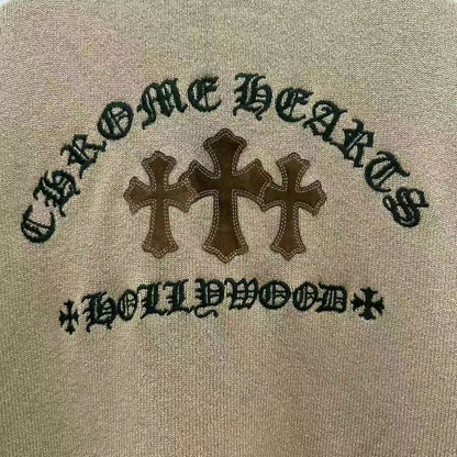 chrome hearts cross knit cardigan in beige