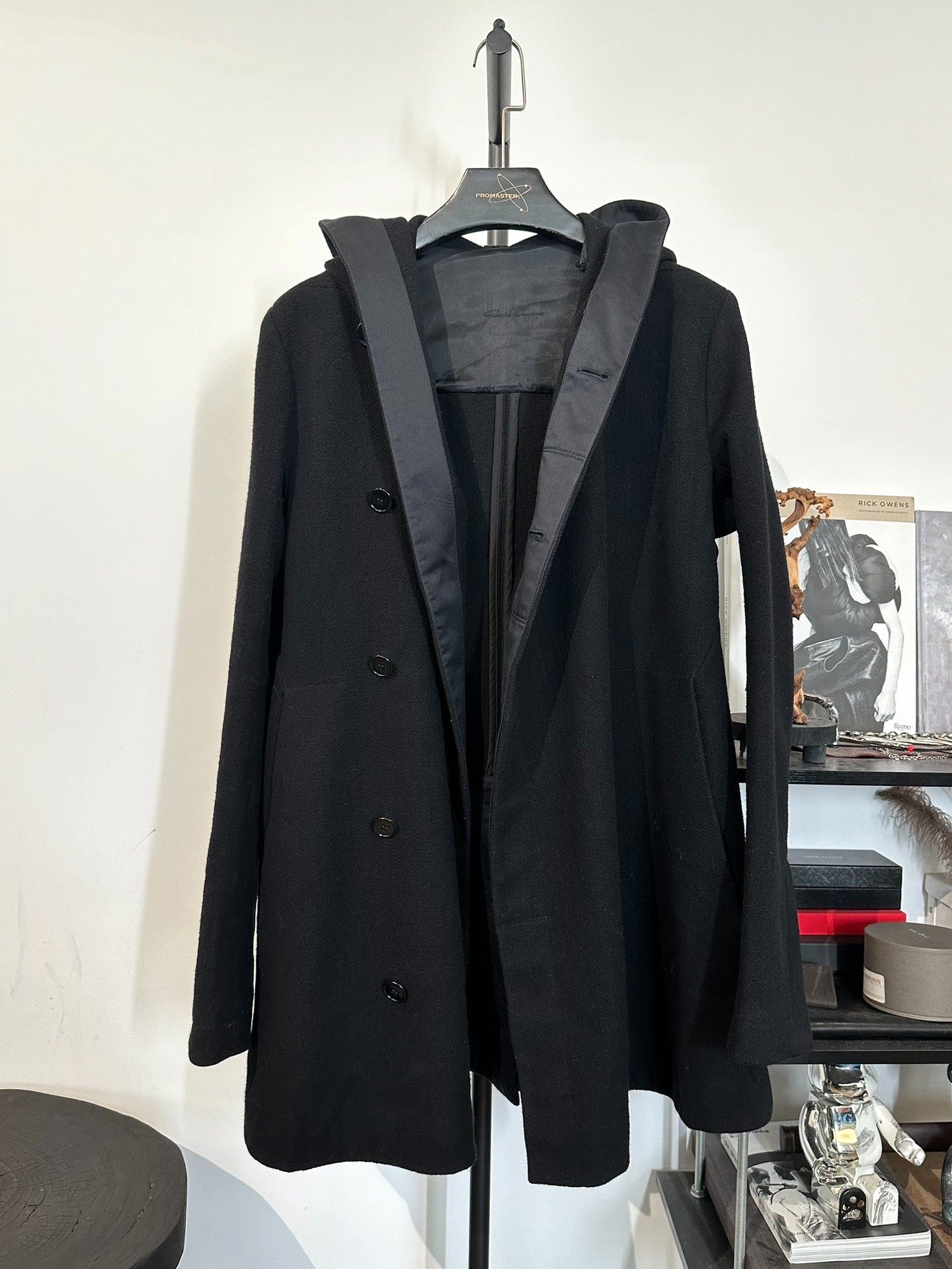 Rick Owens Wool Tweed Cloak Coat