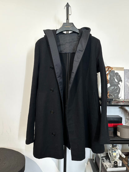 Rick Owens Wool Tweed Cloak Coat