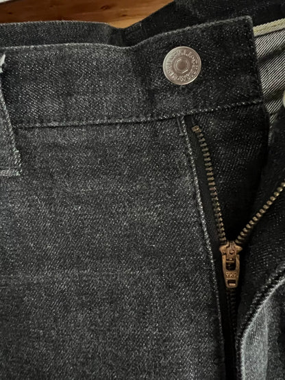 visvim black denim pants with colorful details