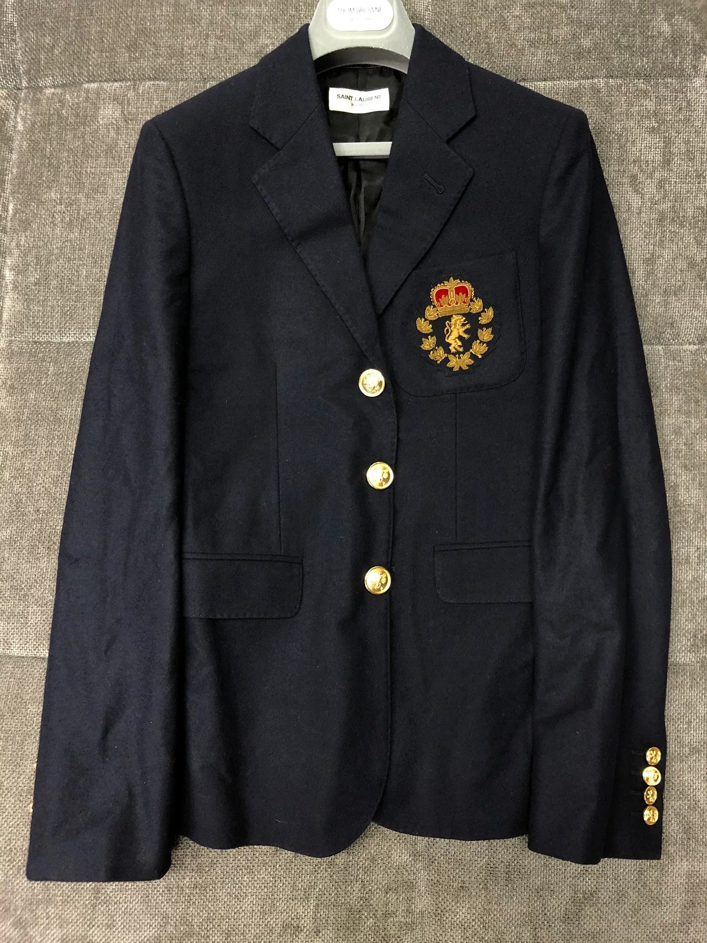 Saint Laurent Gold Crest Blue Blazer