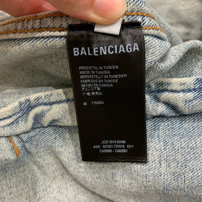 balenciaga logo washed denim jacket