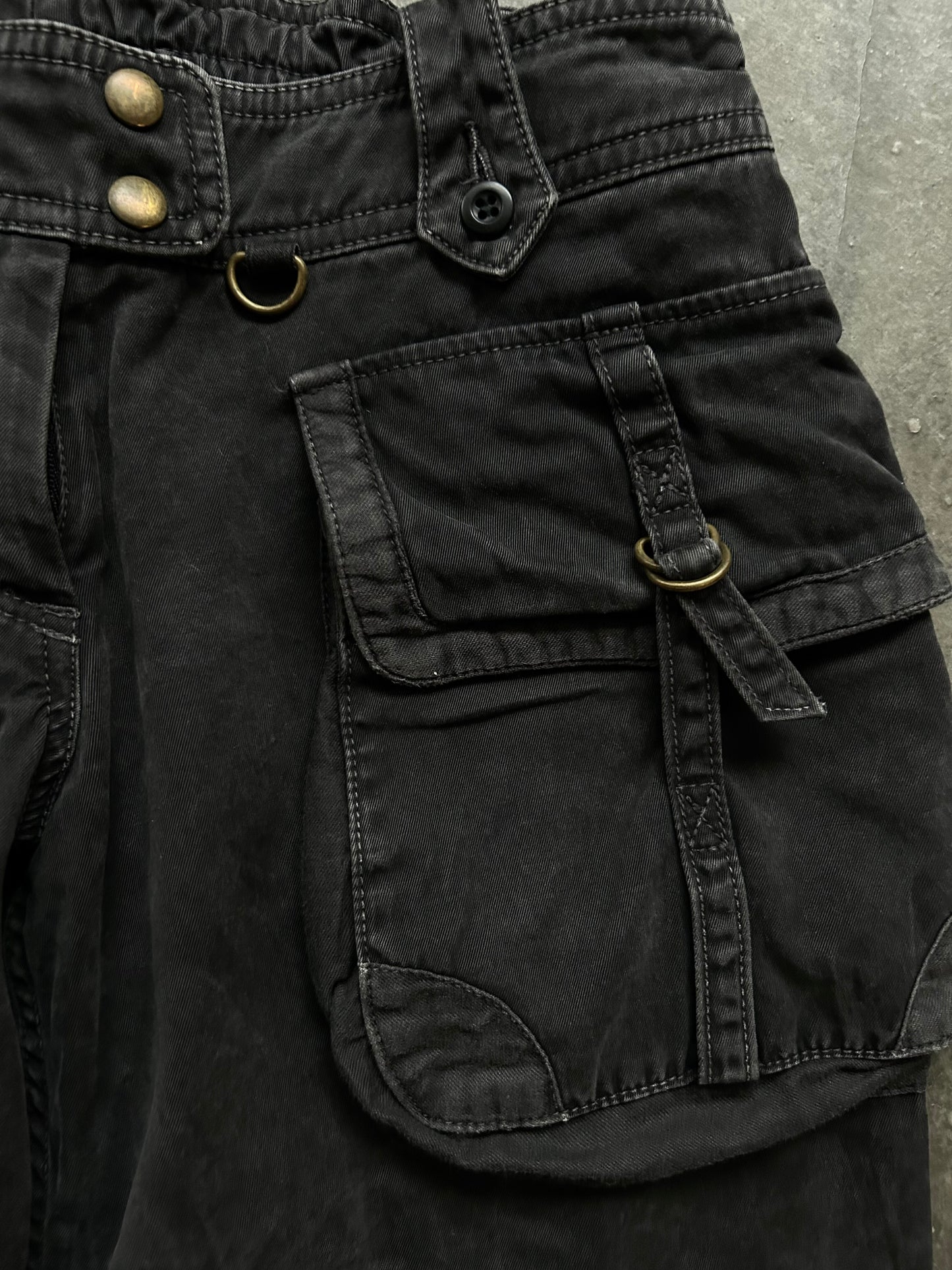 high-waisted cargo denim pants