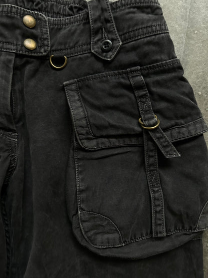 high-waisted cargo denim pants