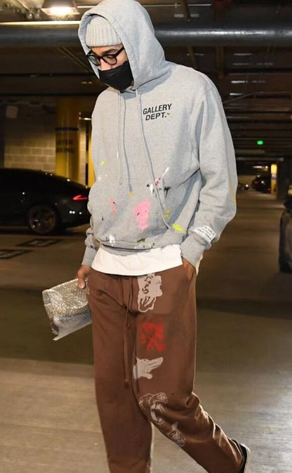 gray splatter hoodie from Gallery Dept