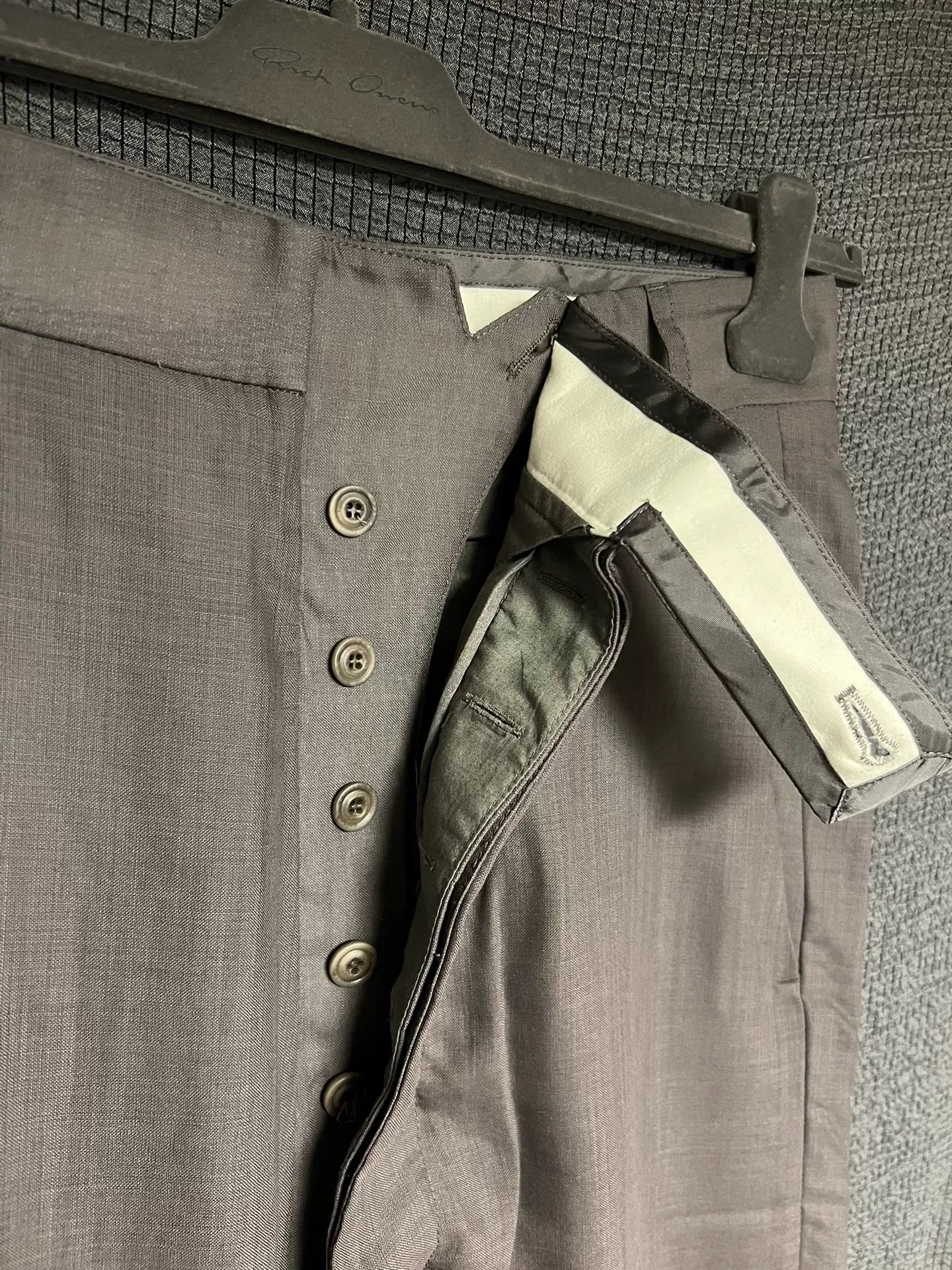 rick owens double-layer wool trousers for men