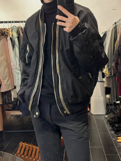 Alexander McQueen Black Gold Bomber Jacket