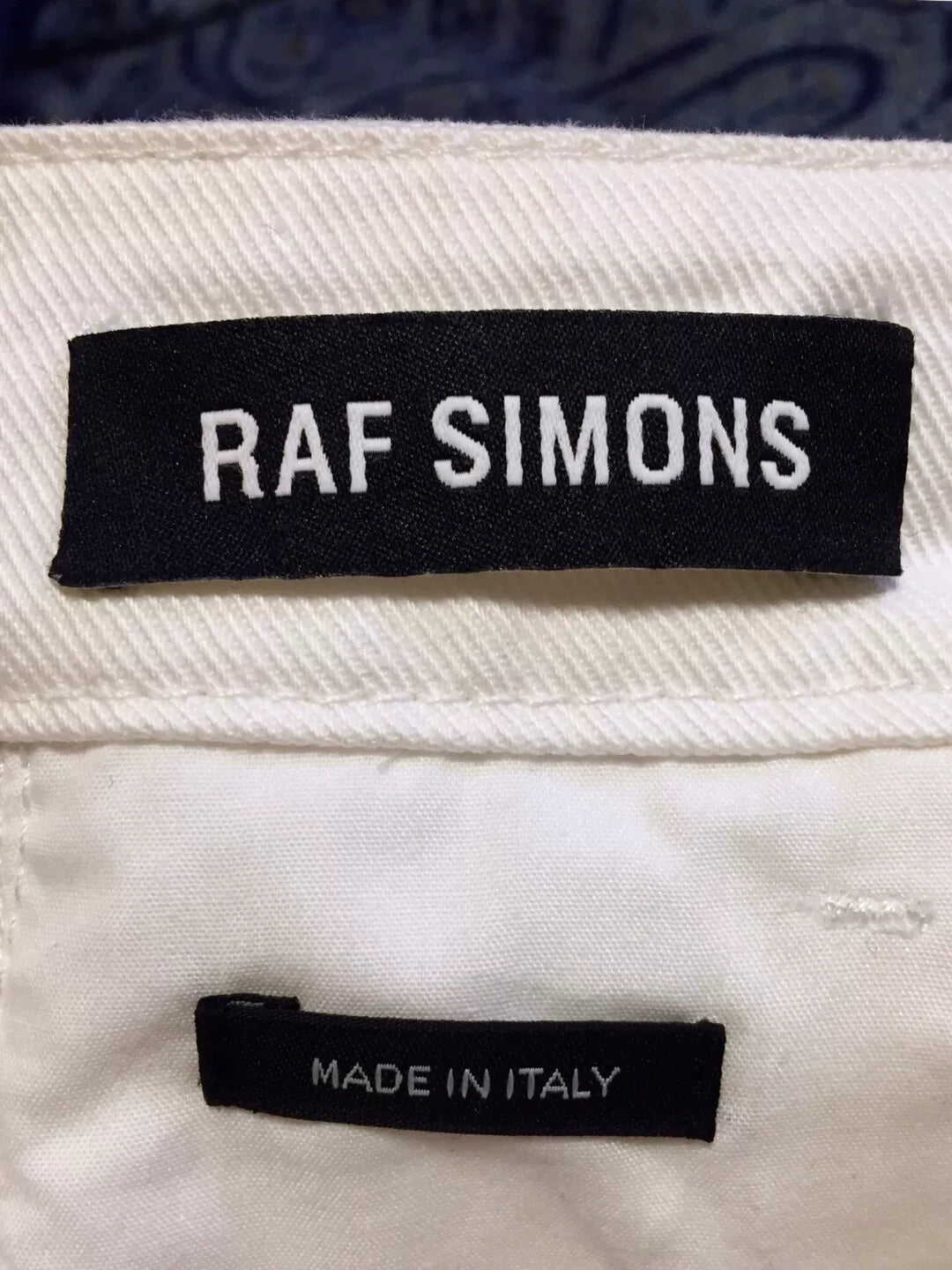Raf Simons Snake Totem White Denim Wide-Leg Pants