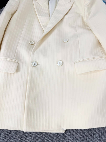 Saint Laurent Beige Pinstripe Suit