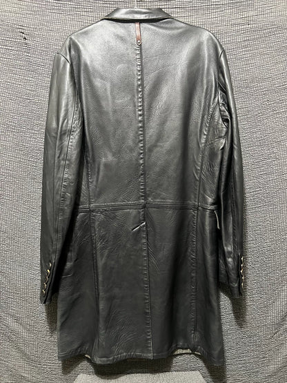 dark leather overcoat by isaac sellam experience