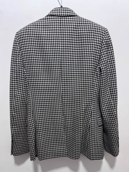 Saint Laurent 14SS Houndstooth Leather Lapel Blazer