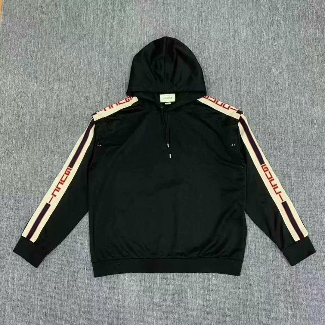 gucci black logo detachable hoodie sweatshirt
