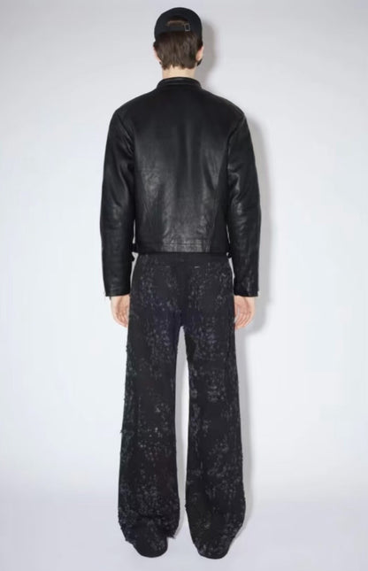 Acne Studios Distressed Black Denim Flared Pants