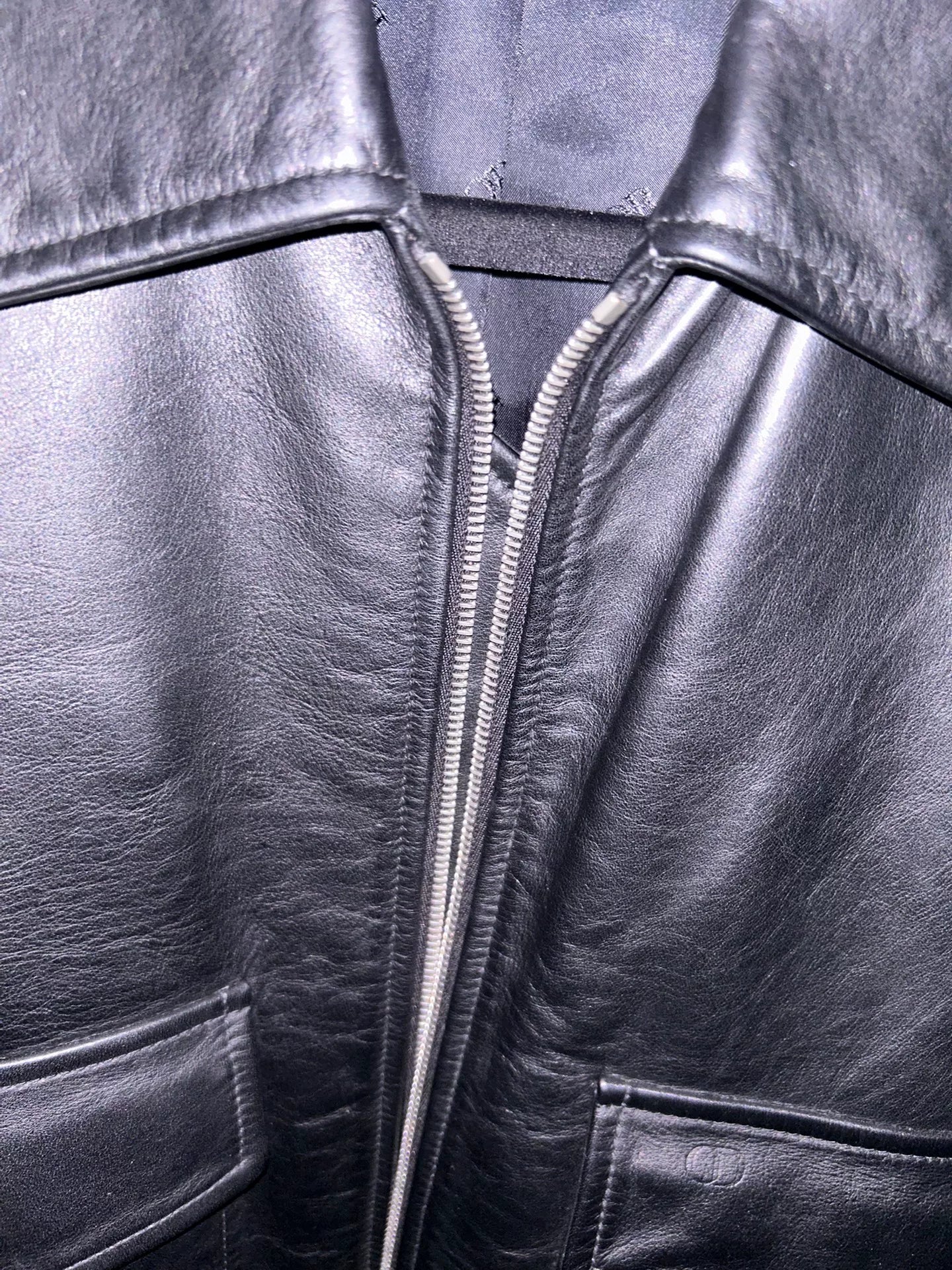 Dior Men Leather Jacket with Oversized Pockets