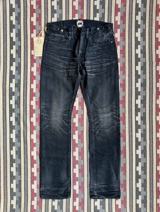 vintage black wash denim jeans for men