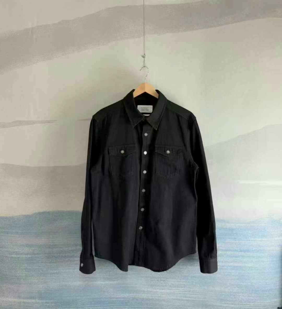 givenchy black rainbow embroidered denim shirt