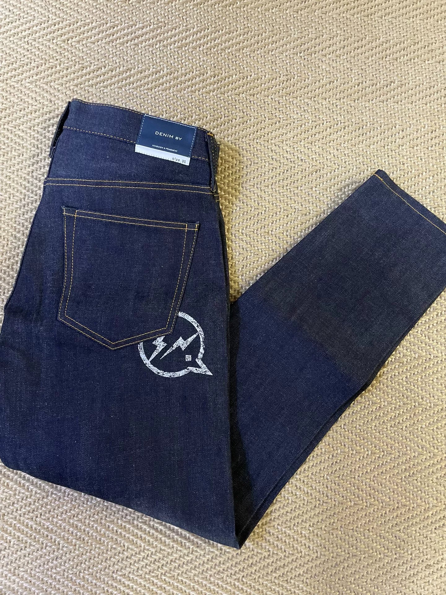 denim by vanquish & fragment embroidered jeans