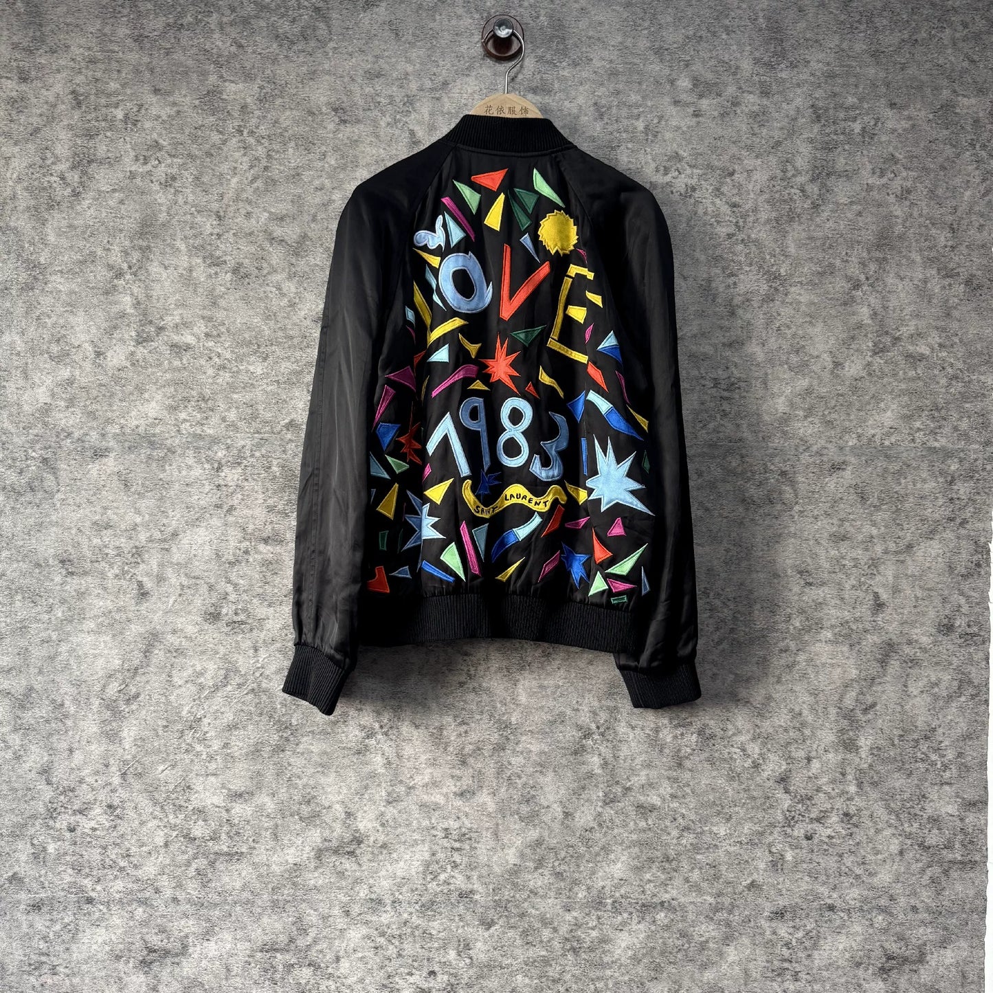 Saint Laurent Embroidered Black Bomber Jacket