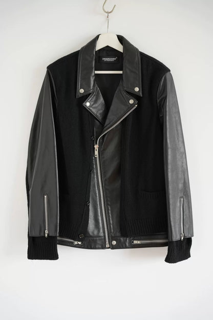 black leather double rider jacket