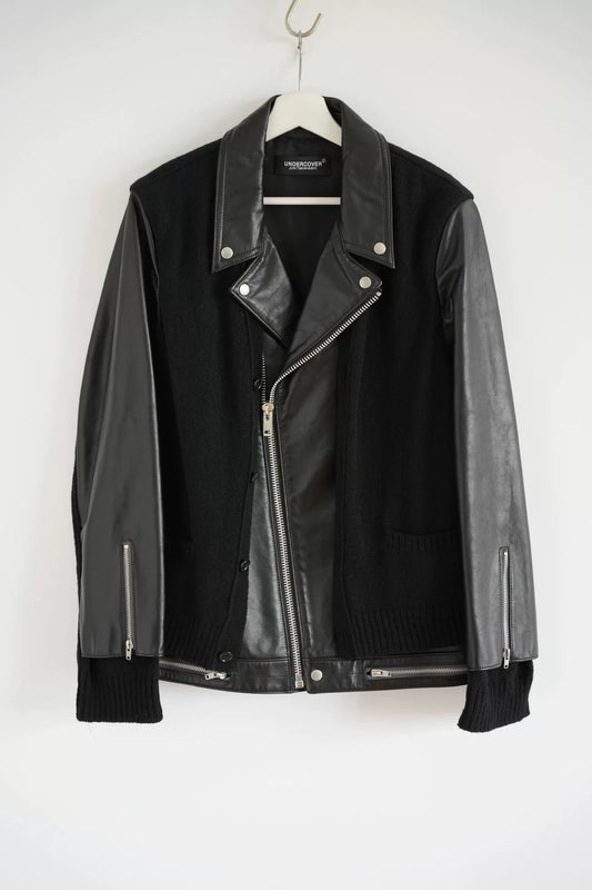 black leather double rider jacket