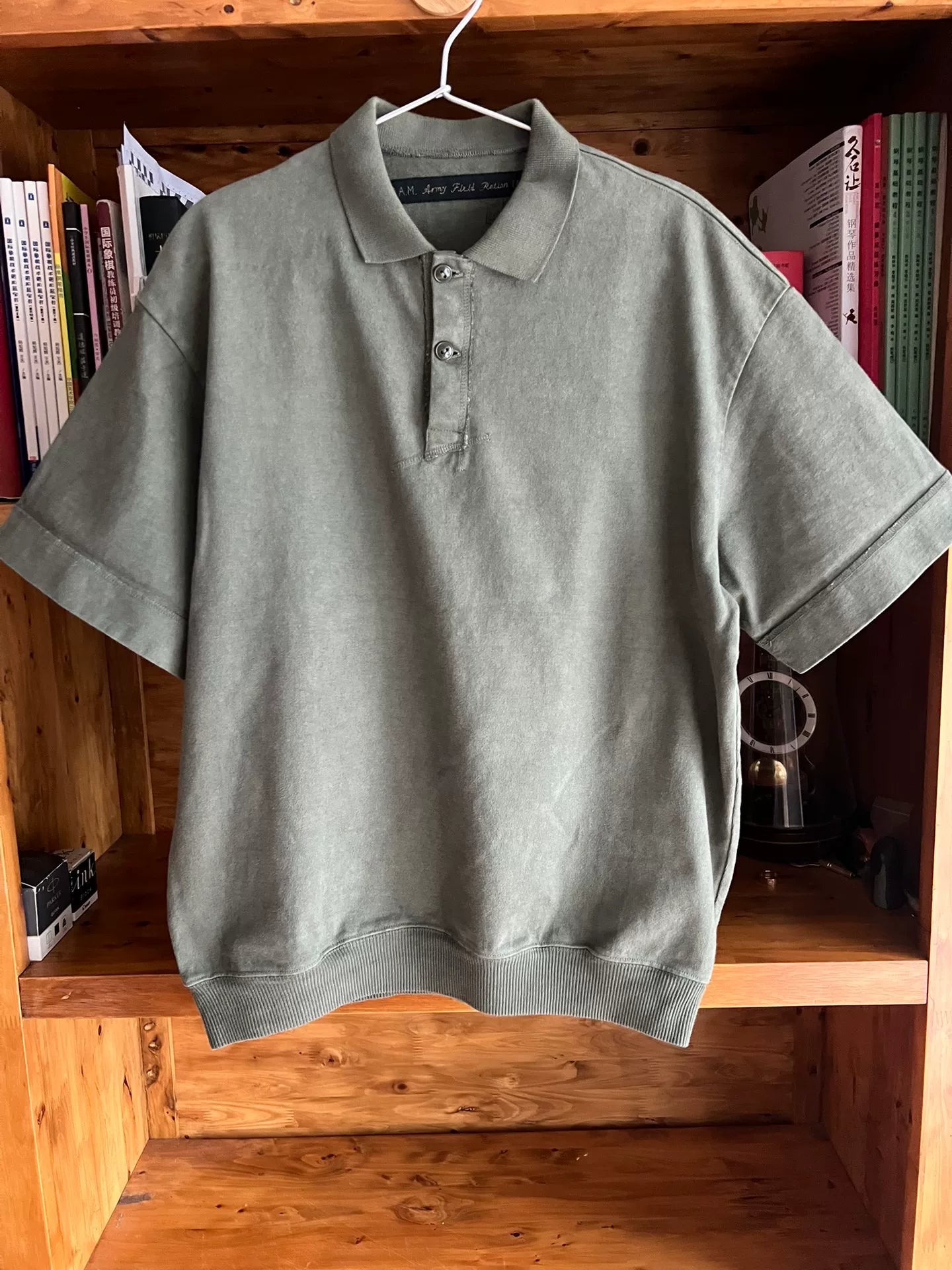 kapital army olive green polo t-shirt