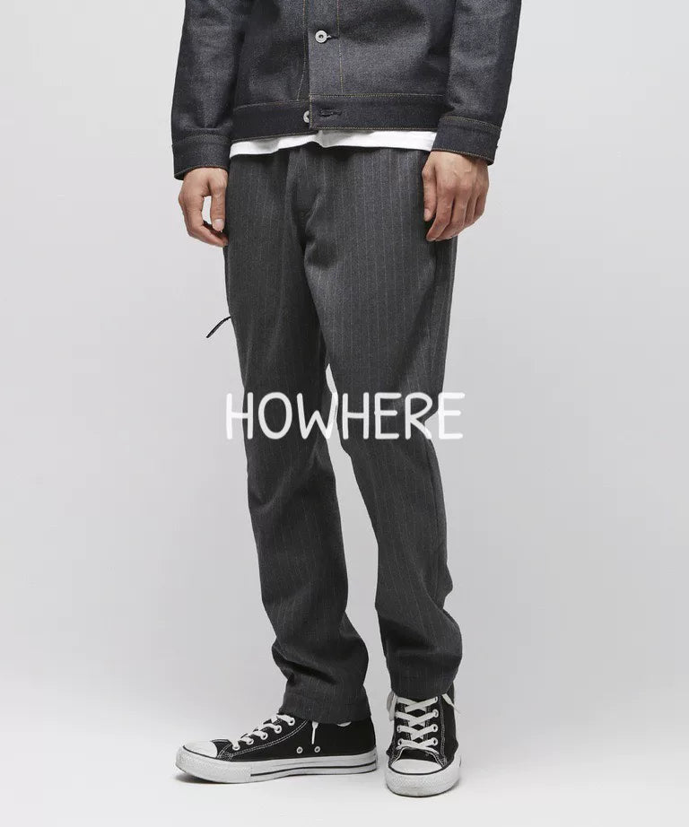 vanquish & fragment gray wool striped pants