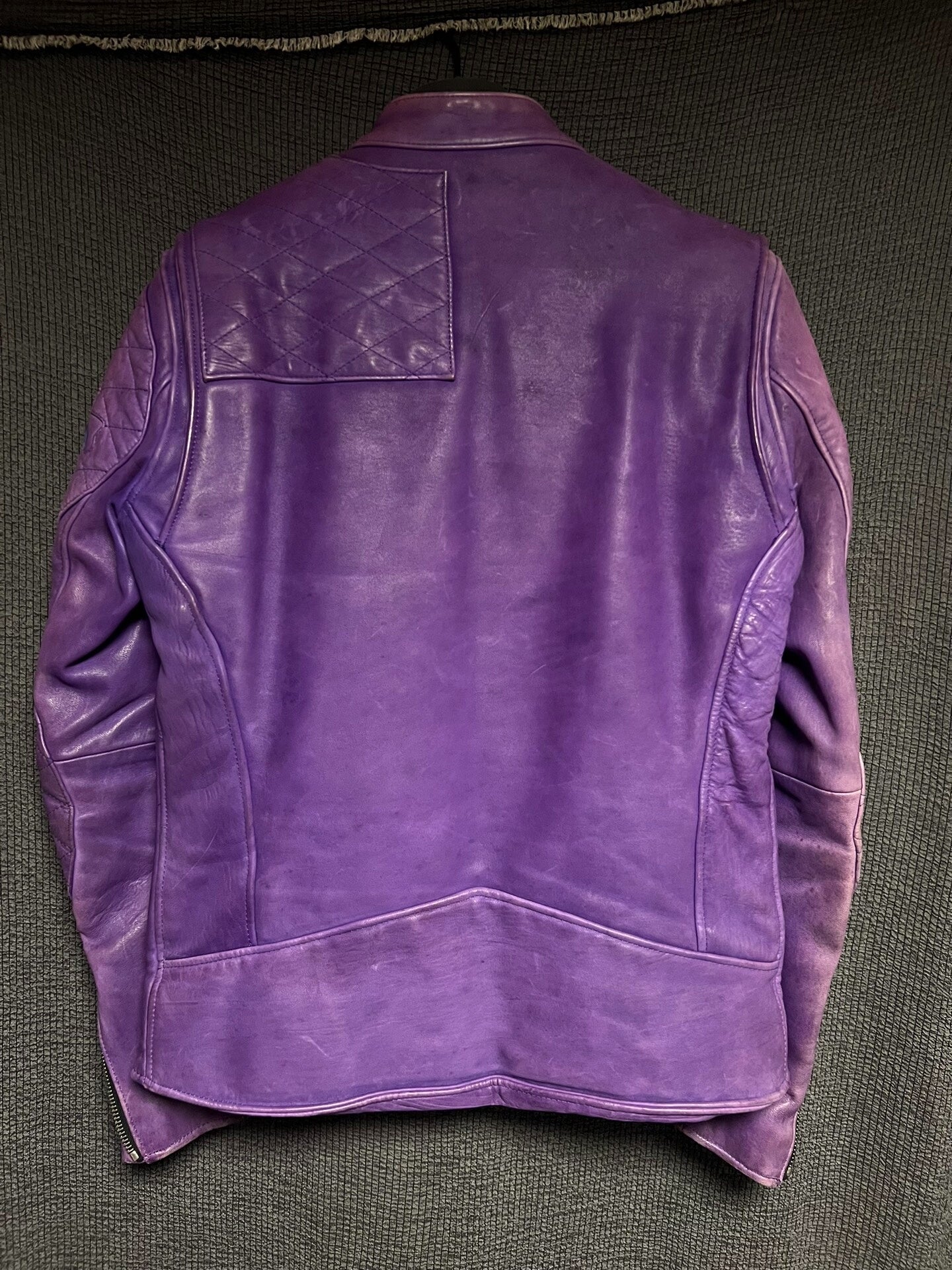 purple vintage leather motorcycle jacket