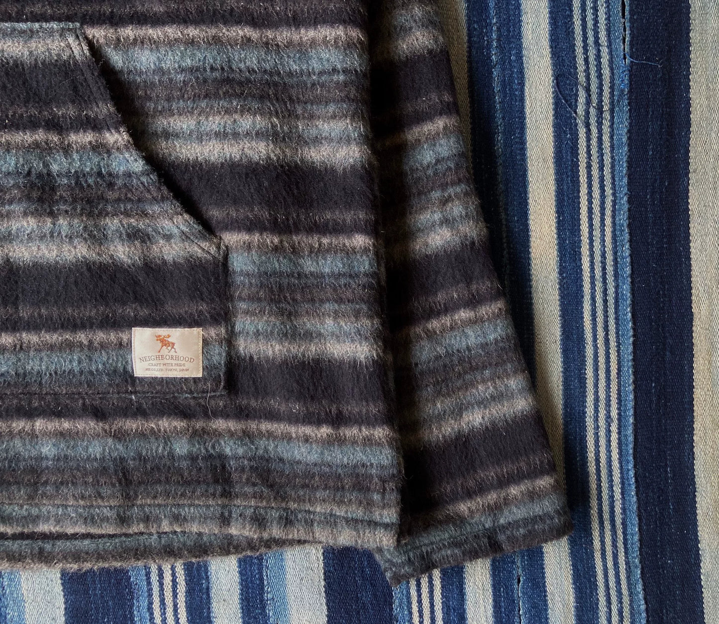 neighborhood embroidered wool hoodie sweatshirt