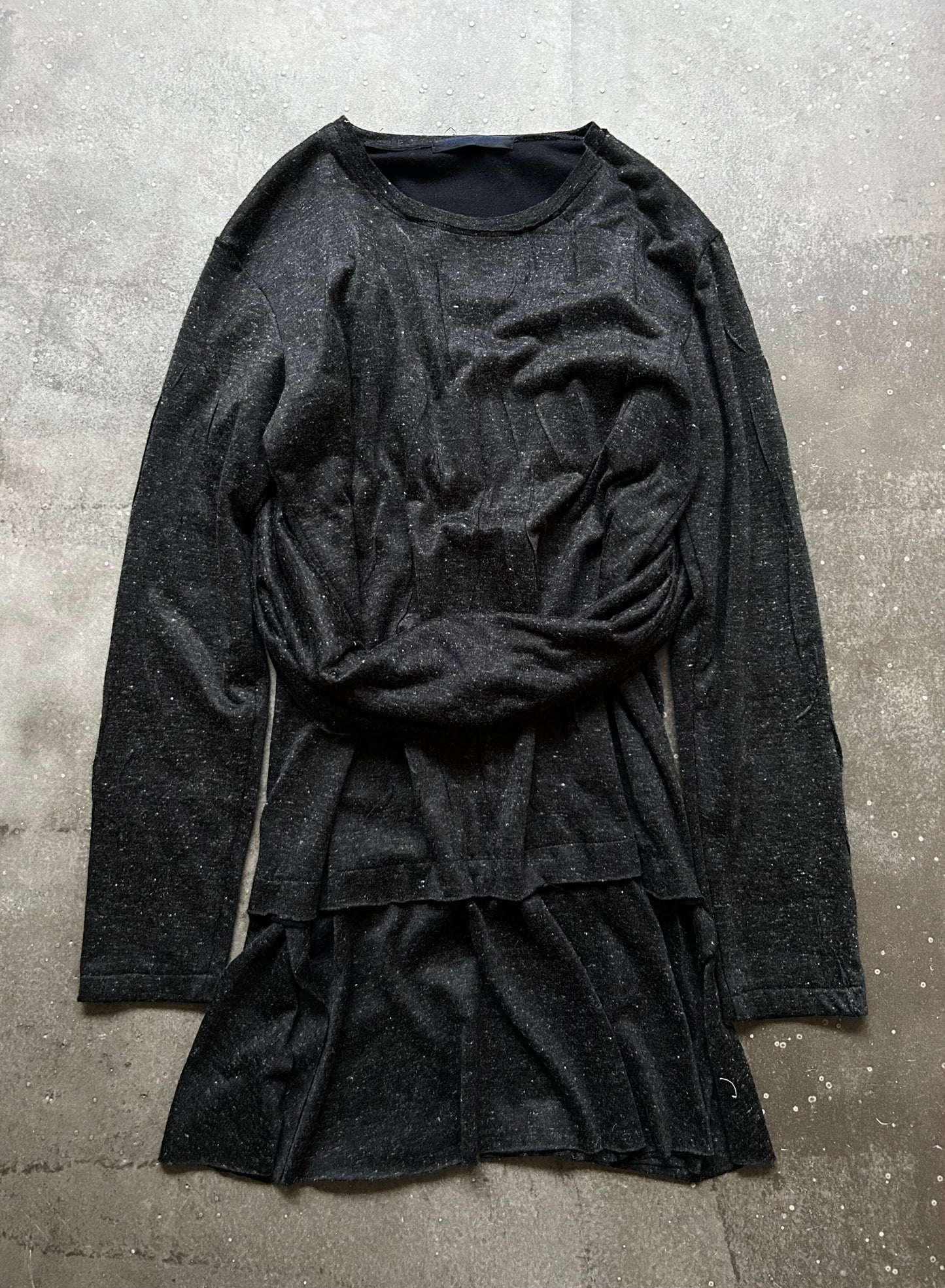 asymmetrical layered long-sleeve top