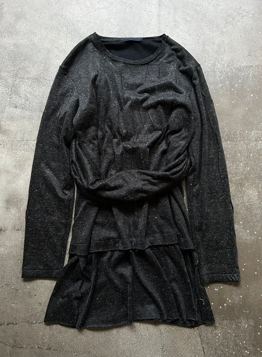 asymmetrical layered long-sleeve top