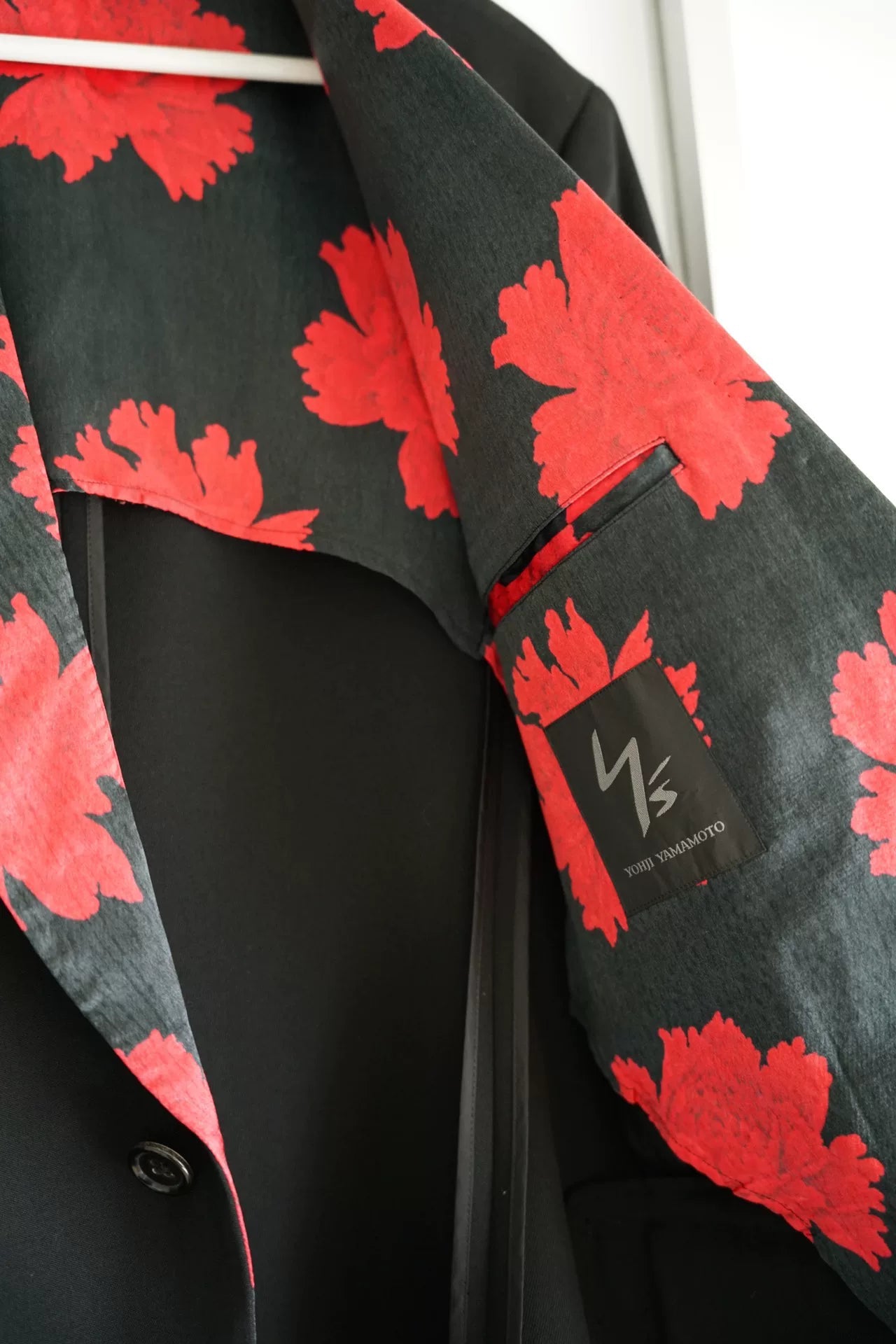 yohji yamamoto floral silk collar blazer
