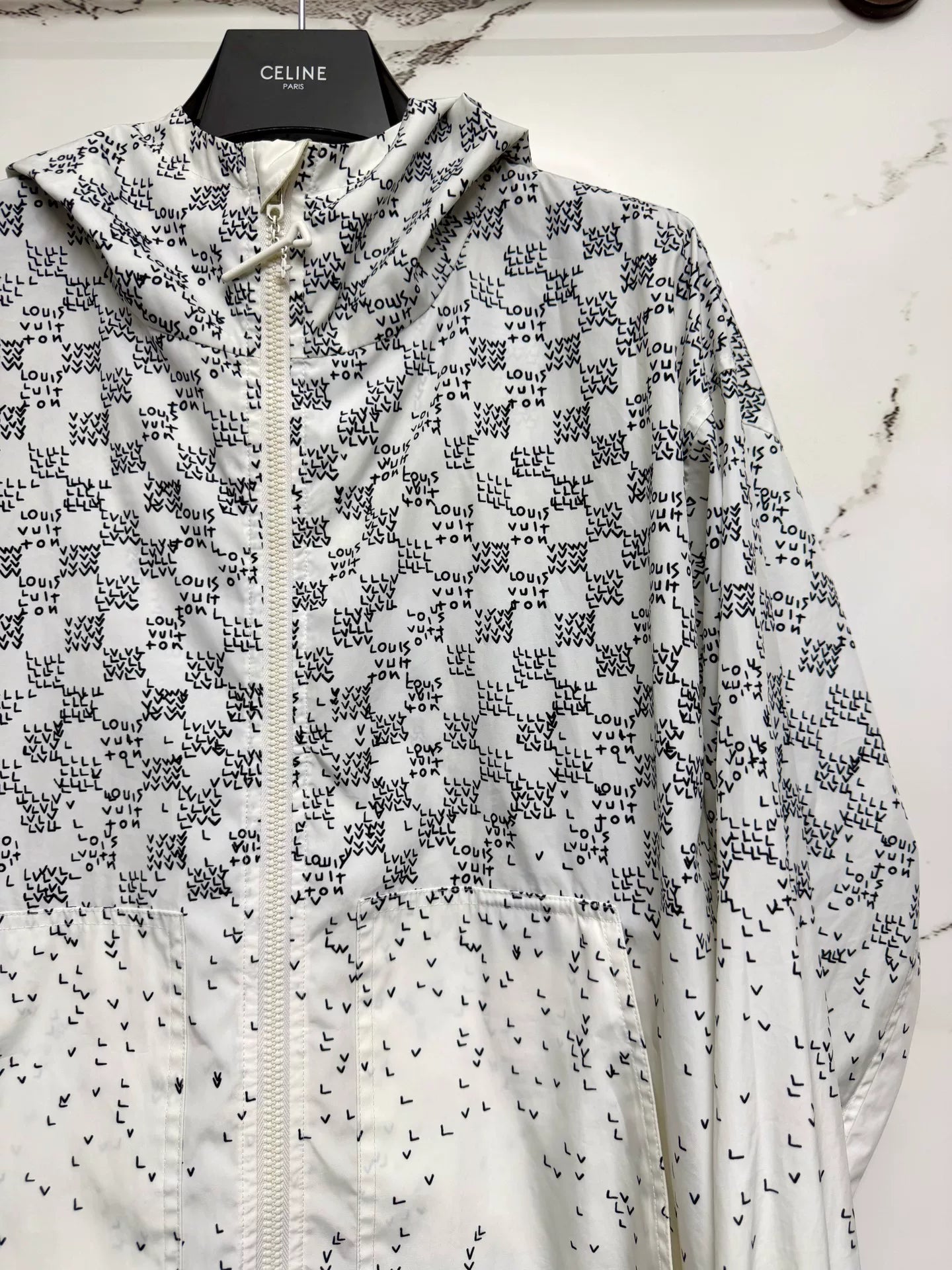 louis vuitton checkered logo windbreaker jacket
