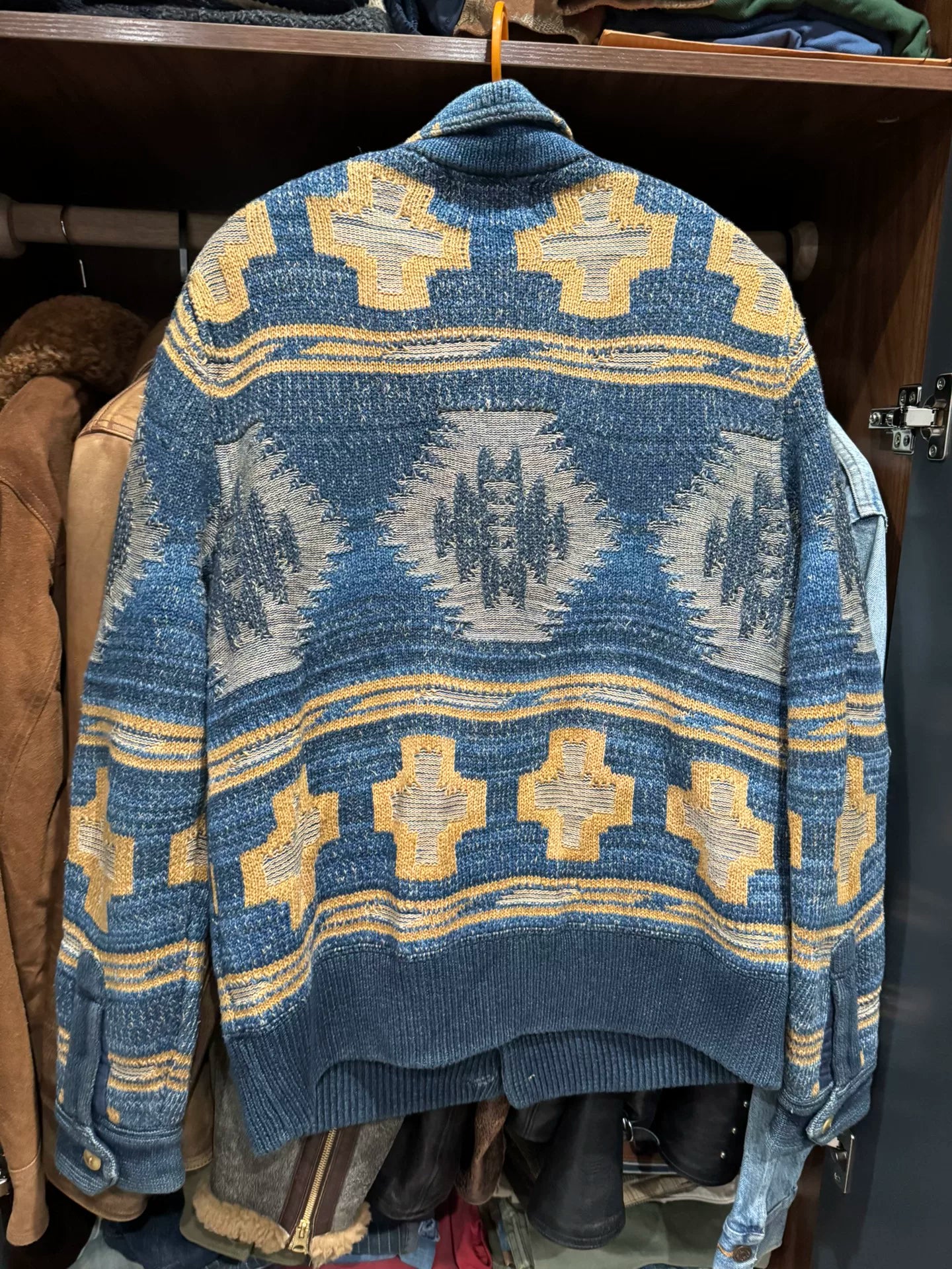 rrl ralph lauren southwestern knit cardigan