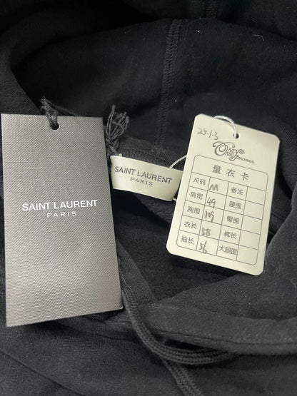 Saint Laurent Black Striped Sleeve Hoodie