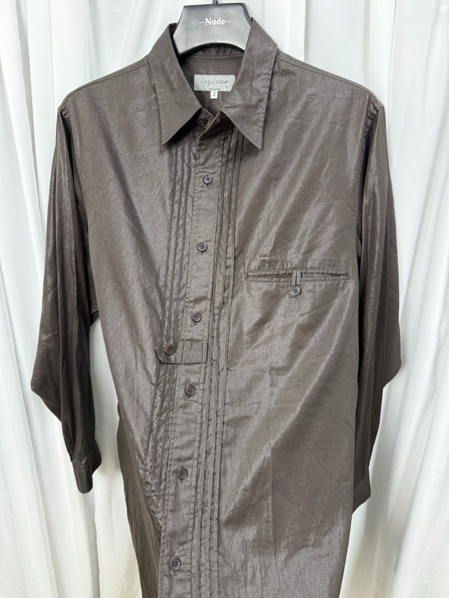 Yohji Yamamoto Pour Homme Coated Waxed Crinkled Shirt