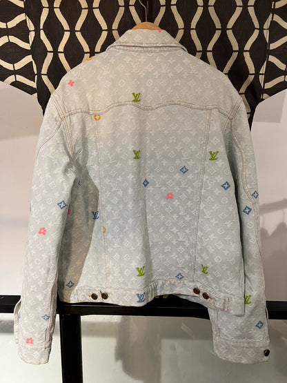 louis vuitton x tyler logo embroidered denim jacket