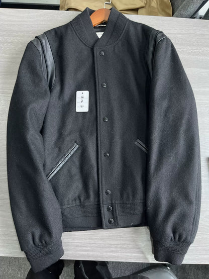 Saint Laurent Black Wool Baseball Jacket
