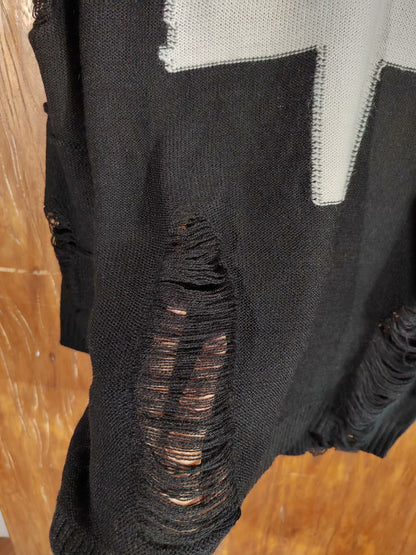 Yukio Mishiba Black Distressed Sweater
